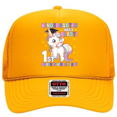 Kindergarten Graduation Unicorn Kindergarten Graduate High Crown Mesh Back Trucker Hat