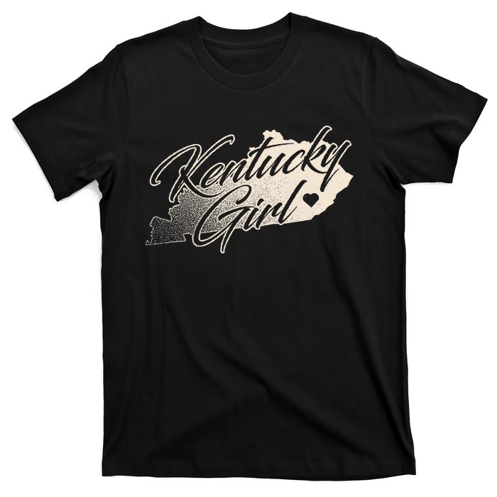 Kentucky Girl Vintage Distressed State Outline T-Shirt