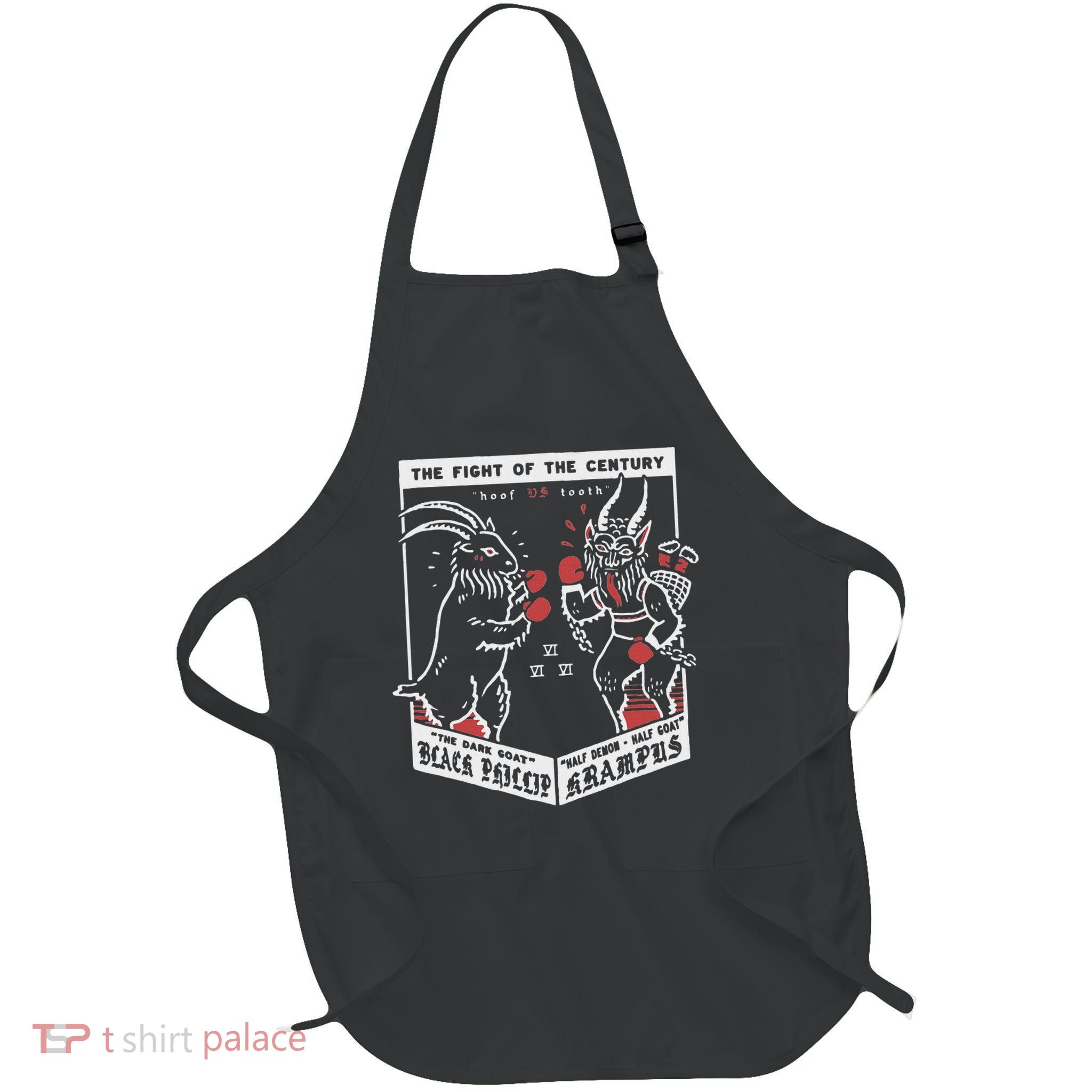 Krampusnacht Gruss Von Krampus Krampus Vs Black Phillip Boxing Goat Full-Length Apron With Pockets