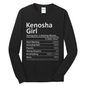 Kenosha Girl Wi Wisconsin Funny City Home Roots Usa Gift Tall Long Sleeve T-Shirt