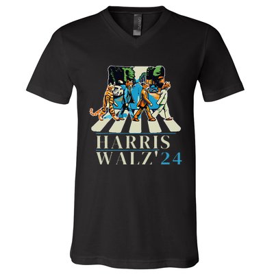 Kamala Harris 2024 Retro Rainbow Vote Democrat V-Neck T-Shirt