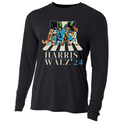 Kamala Harris 2024 Retro Rainbow Vote Democrat Cooling Performance Long Sleeve Crew