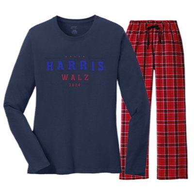 Kamala Harris 2024 Tim Walz 2024 Women's Long Sleeve Flannel Pajama Set 