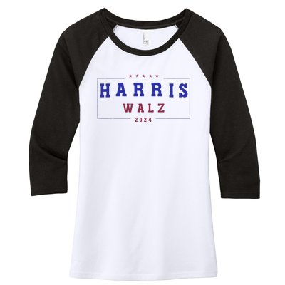 Kamala Harris 2024 Tim Walz 2024 Women's Tri-Blend 3/4-Sleeve Raglan Shirt