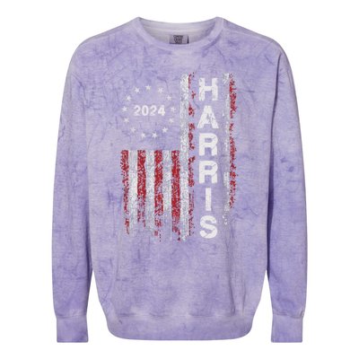 Kamala Harris 2024 For President Campaign Us Flag Vintage Meaningful Gift Colorblast Crewneck Sweatshirt