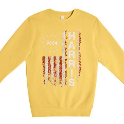 Kamala Harris 2024 For President Campaign Us Flag Vintage Meaningful Gift Premium Crewneck Sweatshirt