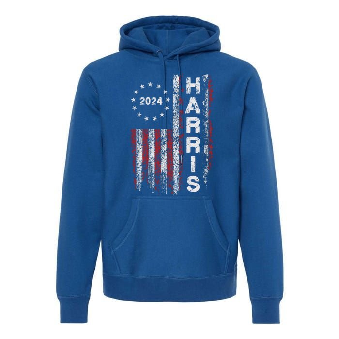 Kamala Harris 2024 For President Campaign Us Flag Vintage Meaningful Gift Premium Hoodie