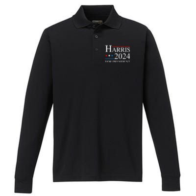 Kamala Harris 2024 For President Election Campaign Performance Long Sleeve Polo