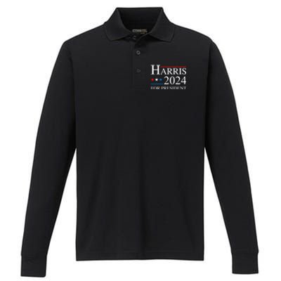 Kamala Harris 2024 For President Election Campaign Performance Long Sleeve Polo