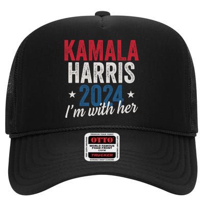 Kamala Harris 2024 Support IM With Her Kamala Harris 2024 High Crown Mesh Back Trucker Hat