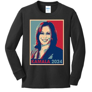 Kamala Harris 2024 For President Election Democratic Party Kids Long Sleeve Shirt