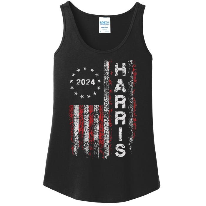 Kamala Harris 2024 For President Campaign Us Flag Vintage Ladies Essential Tank