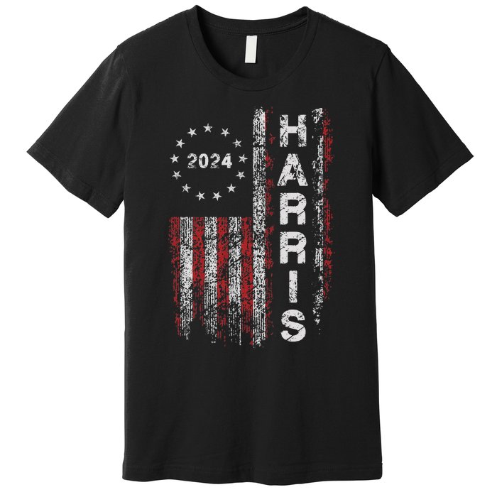 Kamala Harris 2024 For President Campaign Us Flag Vintage Premium T-Shirt