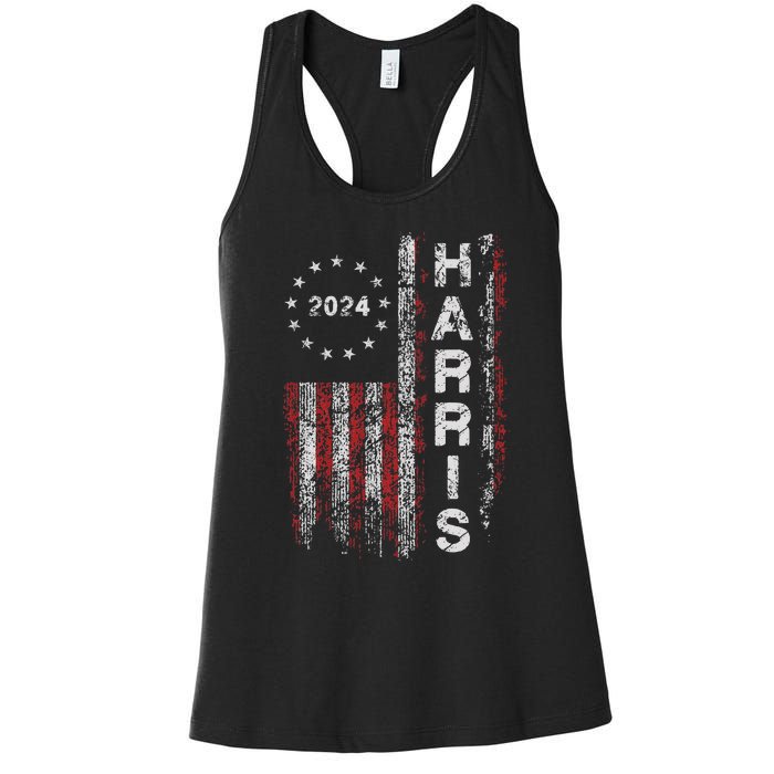 Kamala Harris 2024 For President Campaign Us Flag Vintage Women's Racerback Tank