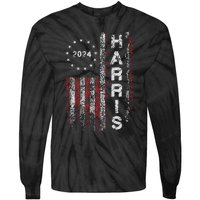 Kamala Harris 2024 For President Campaign Us Flag Vintage Tie-Dye Long Sleeve Shirt