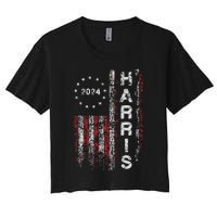 Kamala Harris 2024 For President Campaign Us Flag Vintage Women's Crop Top Tee