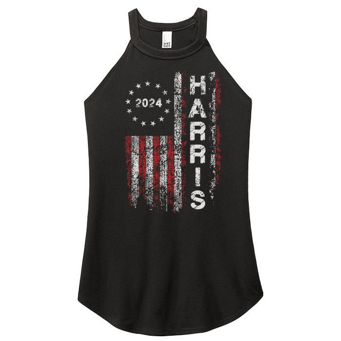 Kamala Harris 2024 For President Campaign Us Flag Vintage Women's Perfect Tri Rocker Tank