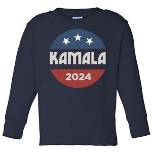 Kamala Harris 2024 For President Retro Toddler Long Sleeve Shirt