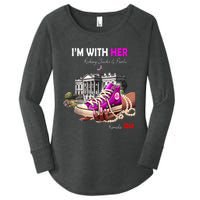 Kamala Harris 2024 IM With Her Rocking Chucks & Pearls Women's Perfect Tri Tunic Long Sleeve Shirt