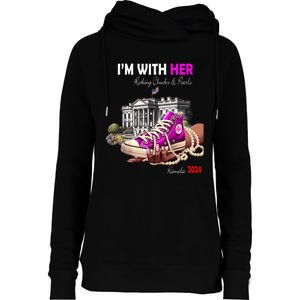 Kamala Harris 2024 IM With Her Rocking Chucks & Pearls Womens Funnel Neck Pullover Hood