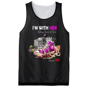 Kamala Harris 2024 IM With Her Rocking Chucks & Pearls Mesh Reversible Basketball Jersey Tank