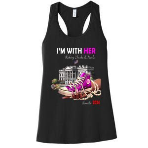 Kamala Harris 2024 IM With Her Rocking Chucks & Pearls Women's Racerback Tank