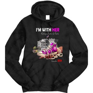 Kamala Harris 2024 IM With Her Rocking Chucks & Pearls Tie Dye Hoodie