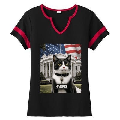 Kamala Harris 2024 President Gifts Funny Childless Cat Ladies For Harris 2024 Ladies Halftime Notch Neck Tee