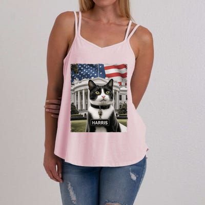 Kamala Harris 2024 President Gifts Funny Childless Cat Ladies For Harris 2024 Women's Strappy Tank