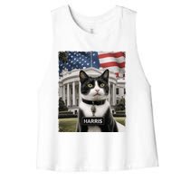 Kamala Harris 2024 President Gifts Funny Childless Cat Ladies For Harris 2024 Women's Racerback Cropped Tank