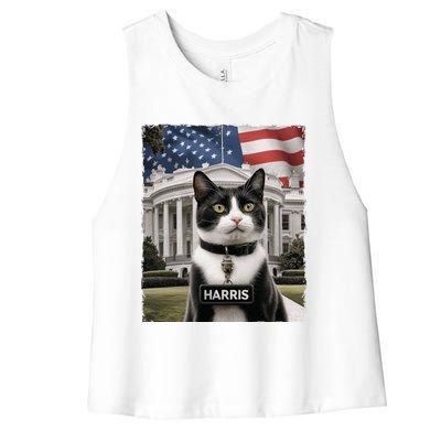 Kamala Harris 2024 President Gifts Funny Childless Cat Ladies For Harris 2024 Women's Racerback Cropped Tank