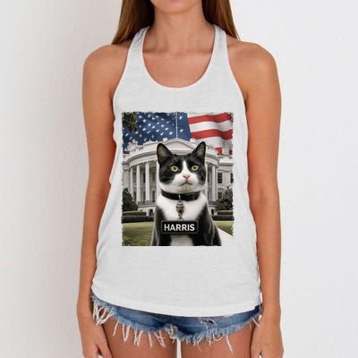 Kamala Harris 2024 President Gifts Funny Childless Cat Ladies For Harris 2024 Women's Knotted Racerback Tank