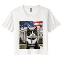 Kamala Harris 2024 President Gifts Funny Childless Cat Ladies For Harris 2024 Women's Crop Top Tee