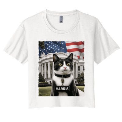 Kamala Harris 2024 President Gifts Funny Childless Cat Ladies For Harris 2024 Women's Crop Top Tee