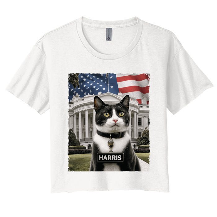 Kamala Harris 2024 President Gifts Funny Childless Cat Ladies For Harris 2024 Women's Crop Top Tee