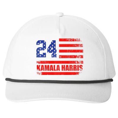 Kamala Harris 2024 Harris 2024 For President American Flag Snapback Five-Panel Rope Hat