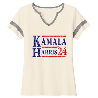 Kamala Harris 24 President Usa Democrat Party Ladies Halftime Notch Neck Tee