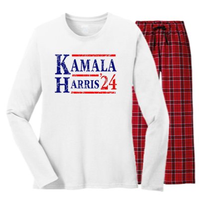 Kamala Harris 24 President Usa Democrat Party Women's Long Sleeve Flannel Pajama Set 