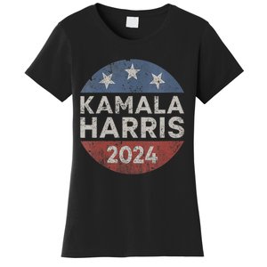 Kamala Harris 2024 For President Retro Button Election Women's T-Shirt