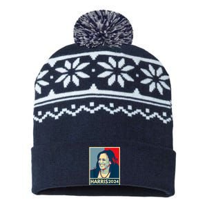 Kamala Harris 2024 Retro Usa Election USA-Made Snowflake Beanie