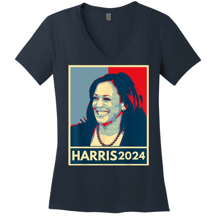 Kamala Harris 2024 Retro Usa Election Women's V-Neck T-Shirt