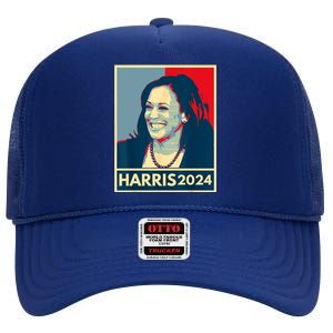 Kamala Harris 2024 Retro Usa Election High Crown Mesh Back Trucker Hat