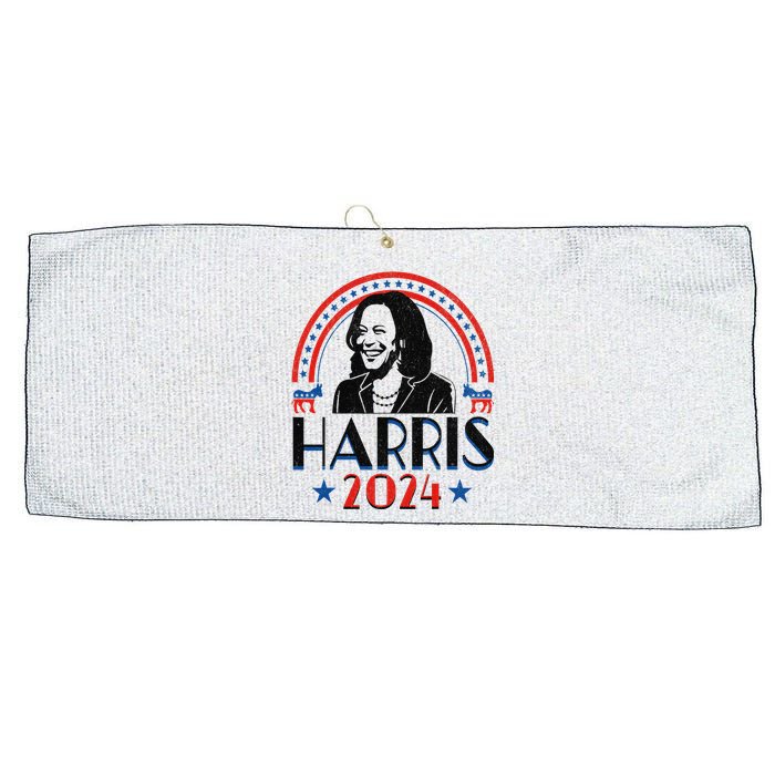 Kamala Harris 2024 Madam President Retro Vote Democrat Women Large Microfiber Waffle Golf Towel