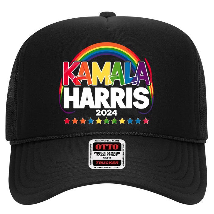 Kamala Harris 2024 High Crown Mesh Back Trucker Hat