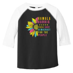 Kamala Harris 2024 Save Democracy For The People Sunflower Toddler Fine Jersey T-Shirt