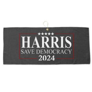 Kamala Harris 2024 Save Our Democracy Vote For President Large Microfiber Waffle Golf Towel