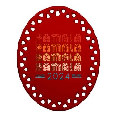 Kamala Harris 2024 Retro Vintage Election President 2024 Ceramic Oval Ornament