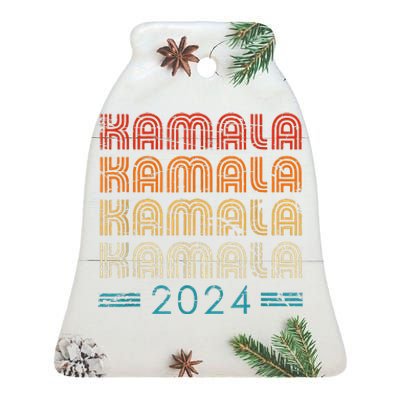 Kamala Harris 2024 Retro Vintage Election President 2024 Ceramic Bell Ornament