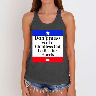 Kamala Harris 2024 Don’T Mess With Childless Cat Ladies For Harris Women's Knotted Racerback Tank