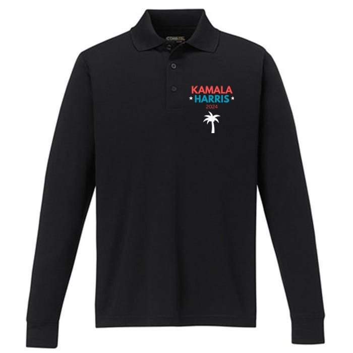 Kamala Harris 2024 Us Election Coconut Funny Meme Hilarious Politics Humor Usa Performance Long Sleeve Polo